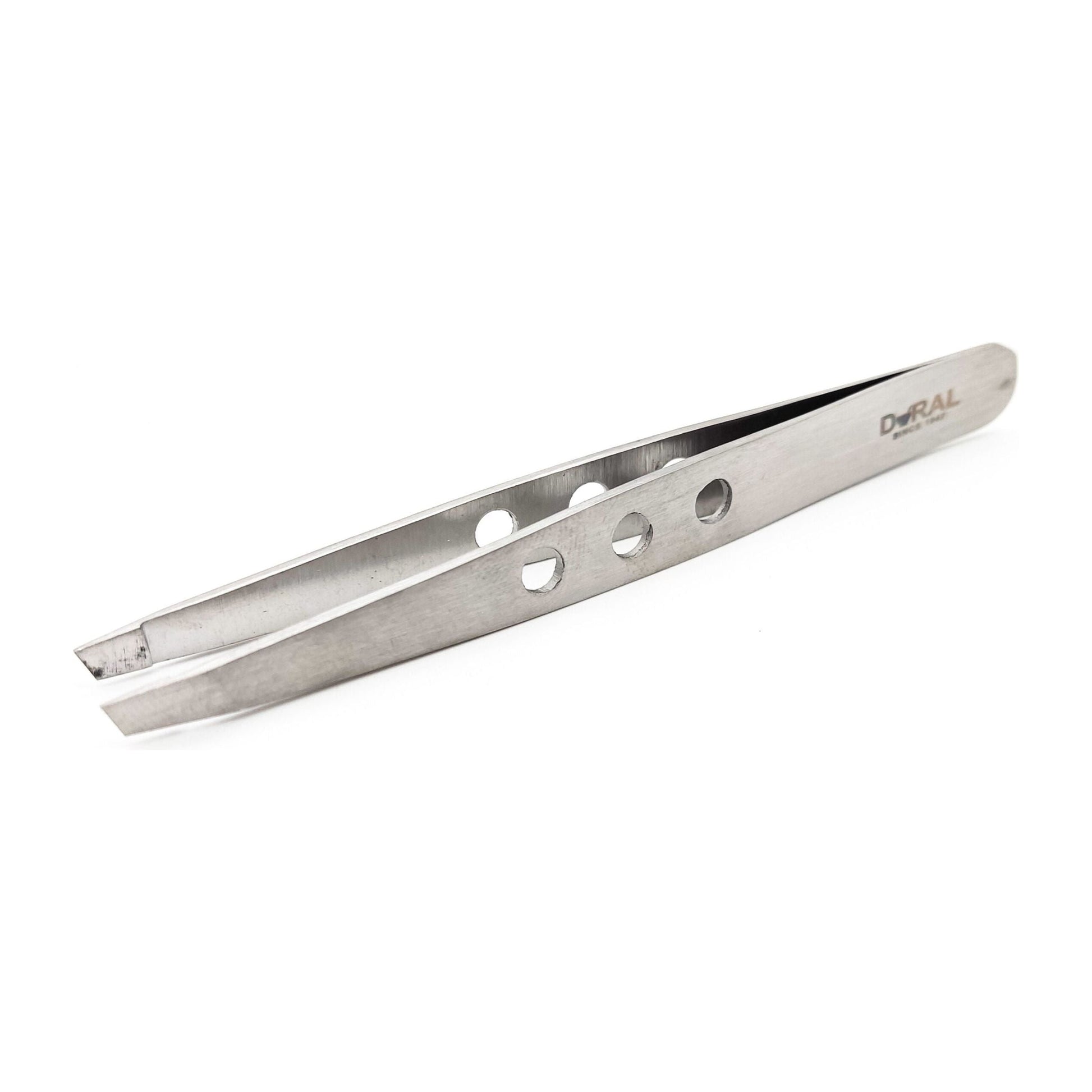 Dural Slant Tweezer Classic Teardrops Silver by Pasteur Pharmacy, precision stainless steel tweezers for precise hair removal.