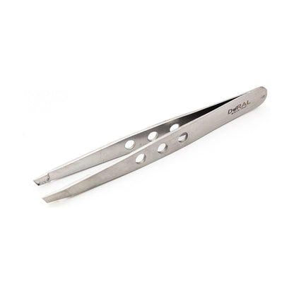 Silver Dural Slant Tweezer by Pasteur Pharmacy, classic teardrop design, precision tip for eyebrow and eyelash grooming.