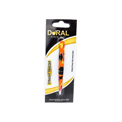 Orange special edition Dural straight tweezer from Pasteur Pharmacy with precision tips for detailed grooming.