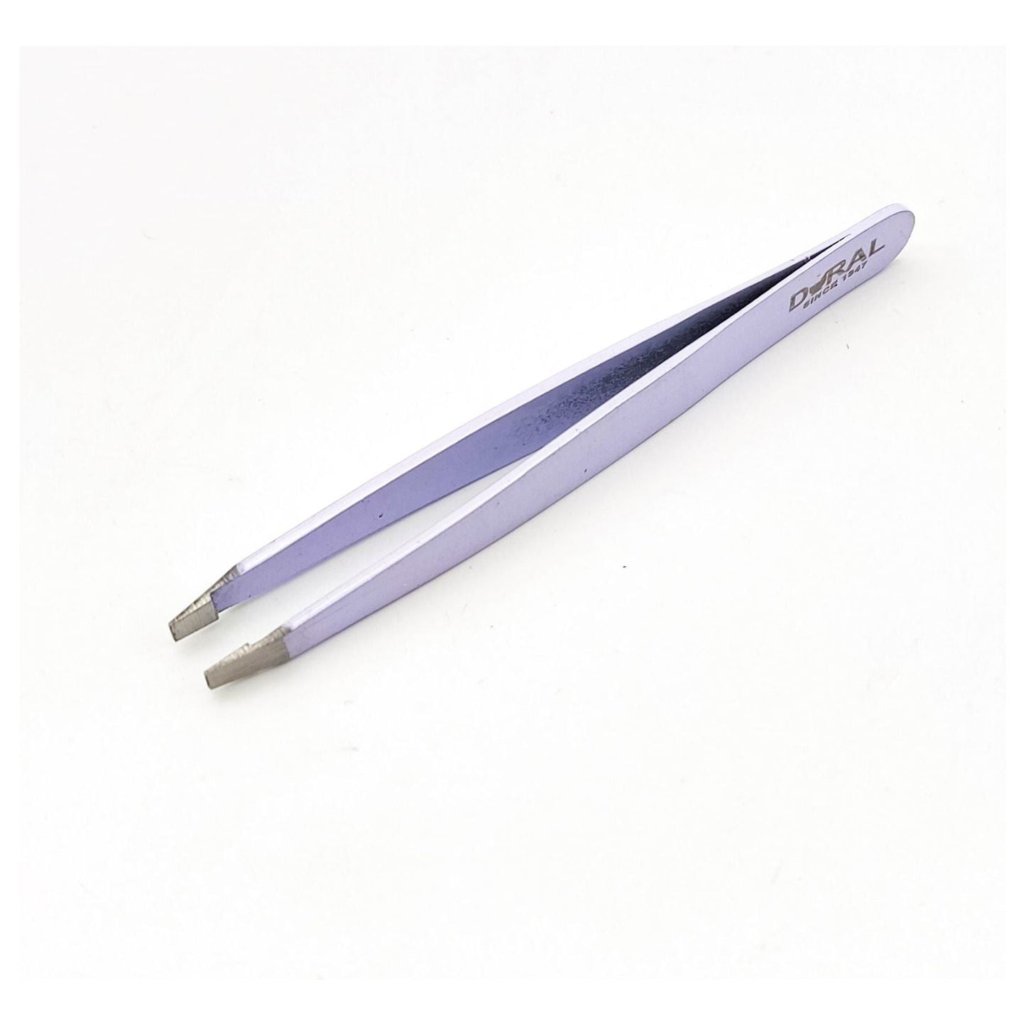 White Dural Straight Tweezer by Pasteur Pharmacy, close-up of precision stainless steel tweezers for grooming and beauty use.