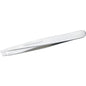 Tweezerman Platinum Silver Slant Tweezer with precise slant tip for easy eyebrow shaping, stainless steel design.