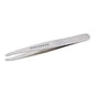 Stainless steel Tweezerman brow slant tip tweezer with precise angled tips for shaping eyebrows, shown on a white background.