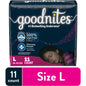 GoodNites Girls night-time briefs in size 5, 11-pack, soft underwear for overnight protection, by Pasteur Pharmacy.