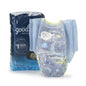 GoodNites Boys Large Nighttime Underwear, size 68-95 lbs, in blue packaging with waistband and absorbent padding visible.