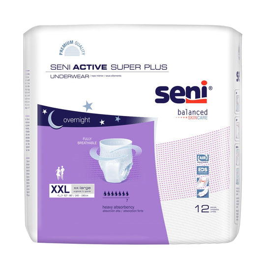 Seni Active Super Plus incontinence underwear by Pasteur Pharmacy, overnight absorbent underwear for bladder protection.