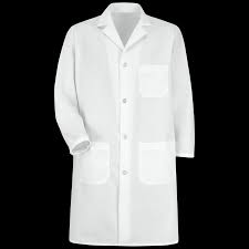 Professional white lab coat by Pasteur Pharmacy, size medium, with 5-button closure, designed for medical or laboratory uniforms.