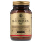 Solgar Megasorb B-Complex 50 vitamin supplement in 100 tablets, shown in a bottle with label and tablets inside.