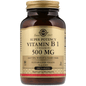 Solgar Vitamin B1 (Thiamin) 500 mg supplement bottles with 100 tablets, displayed on a clean white background.