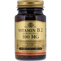 Solgar Vitamin B2 (Riboflavin) 100 mg vegetable capsules, dietary supplement bottle showing capsules and label.