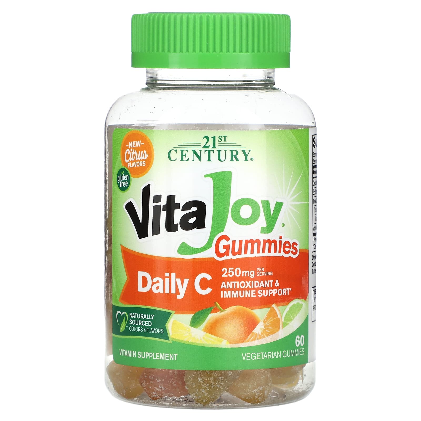 21st Century Vitajoy Daily C Gummies, vitamin supplements in a bottle, natural orange flavor, 60 count for daily immune support.