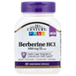 21st Century Berberine HCI vegetarian capsules, 60 count, 500 mg per capsule, dietary supplement in a clear bottle