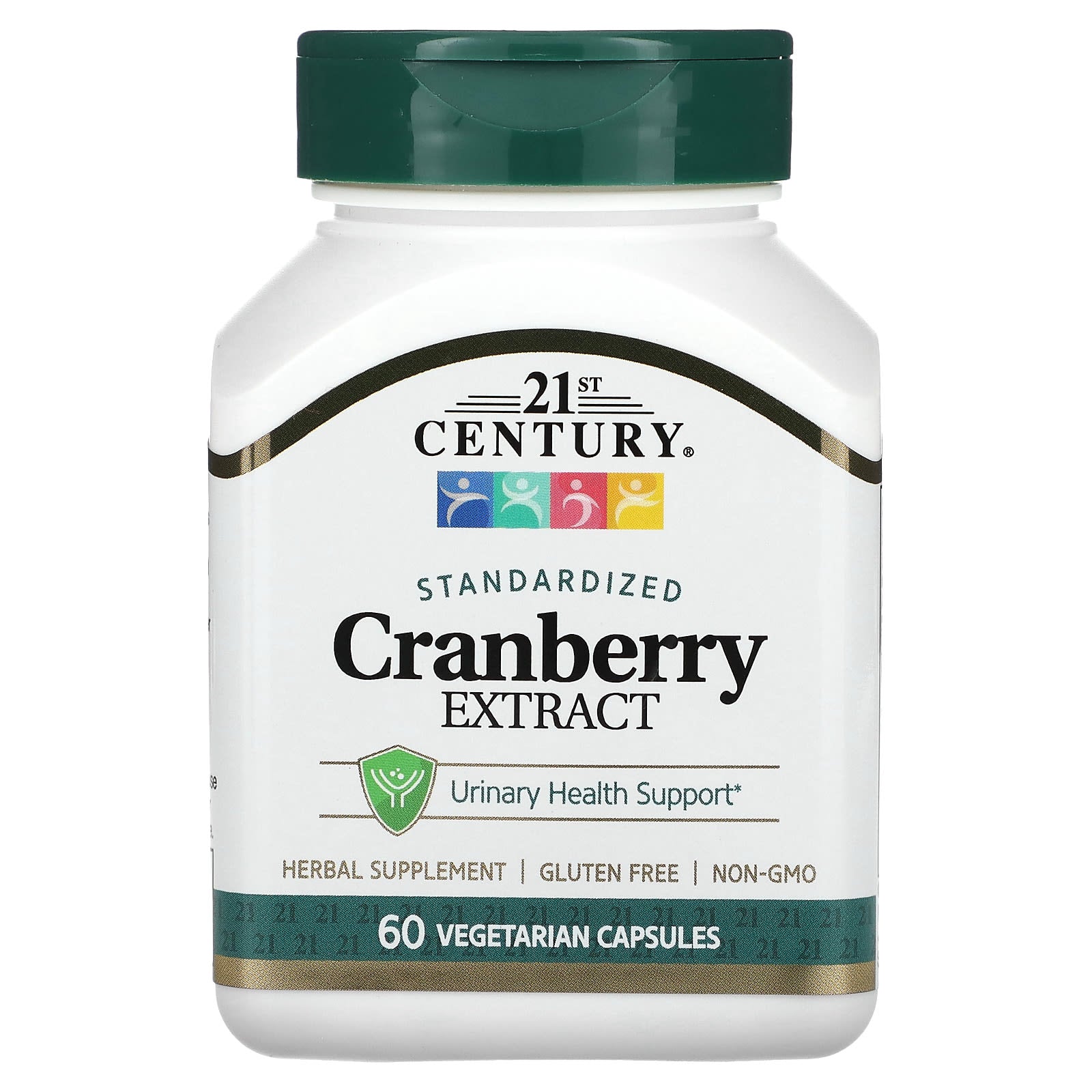 Bottle of 21st Century Cranberry Extract vegetarian capsules, 60 count, in clear bottle with label showing cranberry imagery.