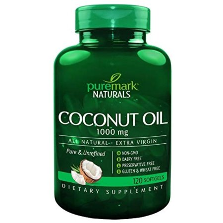 21st Century Extra Virgin Coconut Oil softgel bottle from Pasteur Pharmacy, showing label and softgel capsules on a white background.