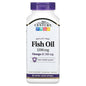 Bottle of 21st Century Fish Oil 1200mg enteric-coated softgels in a clear container, with label displaying product details.