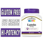 21st Century Lutein 10 mg tablets, vitamins and supplements, showing a bottle with orange and white label and capsules inside.