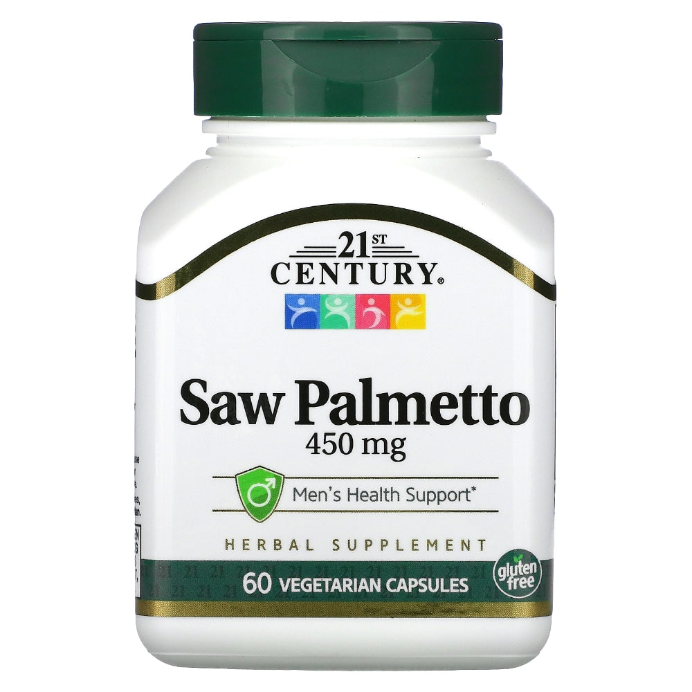 21st Century Saw Palmetto Extract capsules, 320 mg, in a bottle of 60 dietary supplement capsules, natural herbal supplement by Pasteur Pharmacy