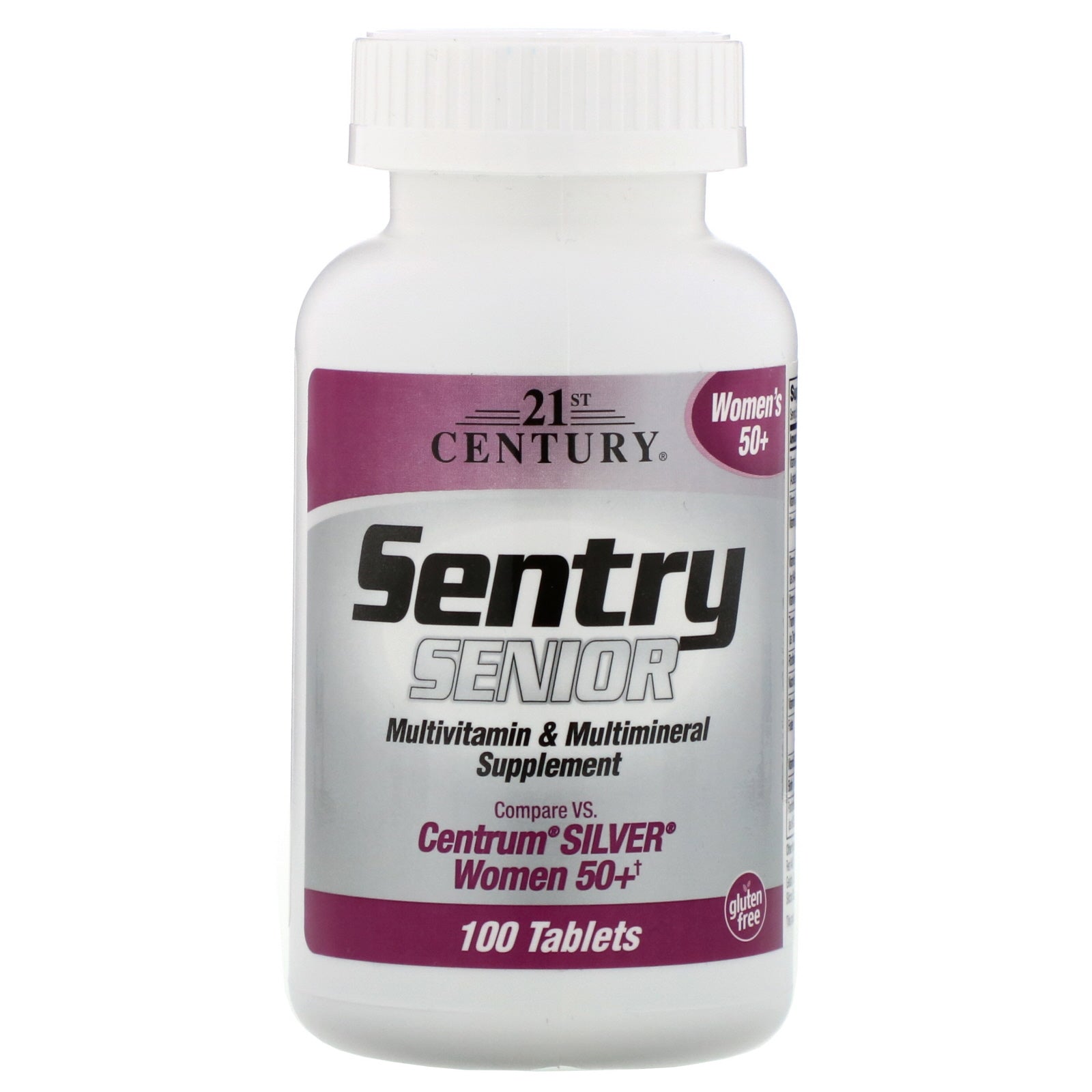 21st Century Sentry Senior 50 Women's Vitamins and Supplements bottle with 100 tablets, designed for adult women’s health.