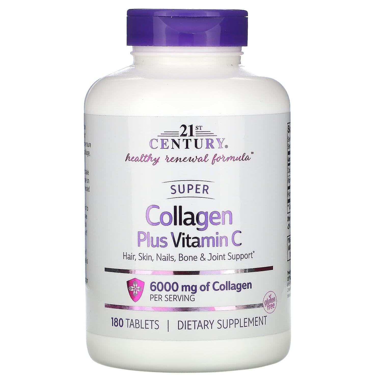 21st Century Super Collagen Plus Vitamin C supplement bottles with 180 tablets, natural health vitamins and supplements from Pasteur Pharmacy