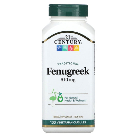 21st Century Traditional Fenugreek vegetarian capsules, 610 mg, supplement bottle, natural herbal vitamin supplement from Pasteur Pharmacy