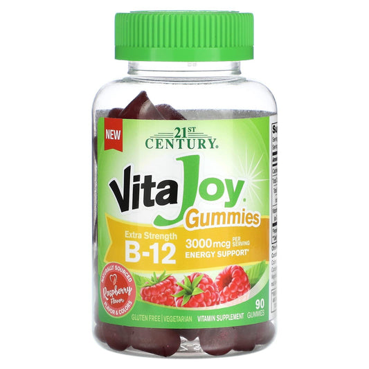 21st Century Vitajoy B-12 Gummies in raspberry flavor, a Pasteur Pharmacy vitamin supplement with extra strength B-12.