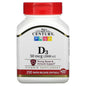 Bottle of 21st Century Vitamin D3 2000 IU softgels in a white container, labeled with supplement details and dosage.