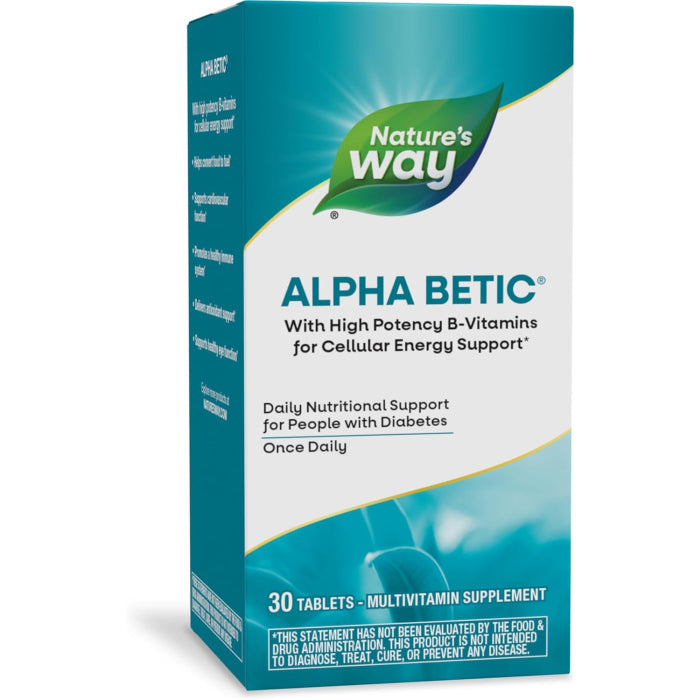 Alpha Betic diabetic health multivitamin caplets by Pasteur Pharmacy, 30 count, dietary supplement for blood sugar support.