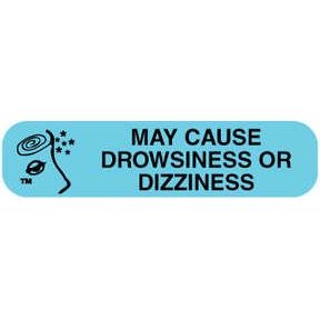 Apothecary vitamins and supplements labels indicating may cause drowsiness or dizziness, from Pasteur Pharmacy.