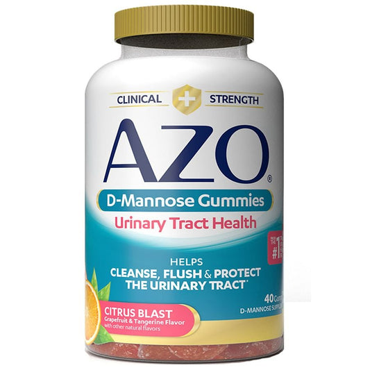 AZO D-Mannose urinary tract health gummies with citrus flavor from Pasteur Pharmacy, supplement for urinary support.