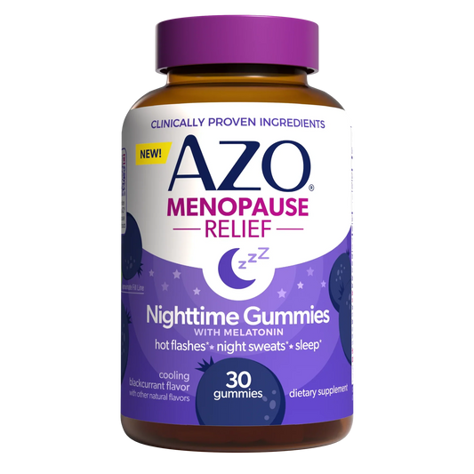AZO Menopause Relief vitamins and supplements bottle from Pasteur Pharmacy, showing the product label and packaging.