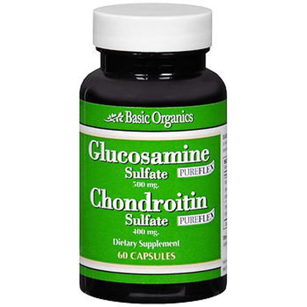 Basic Organics Glucosamine Sulfate and Chondroitin Capsules, 60-count bottle of vitamins and supplements by Pasteur Pharmacy.
