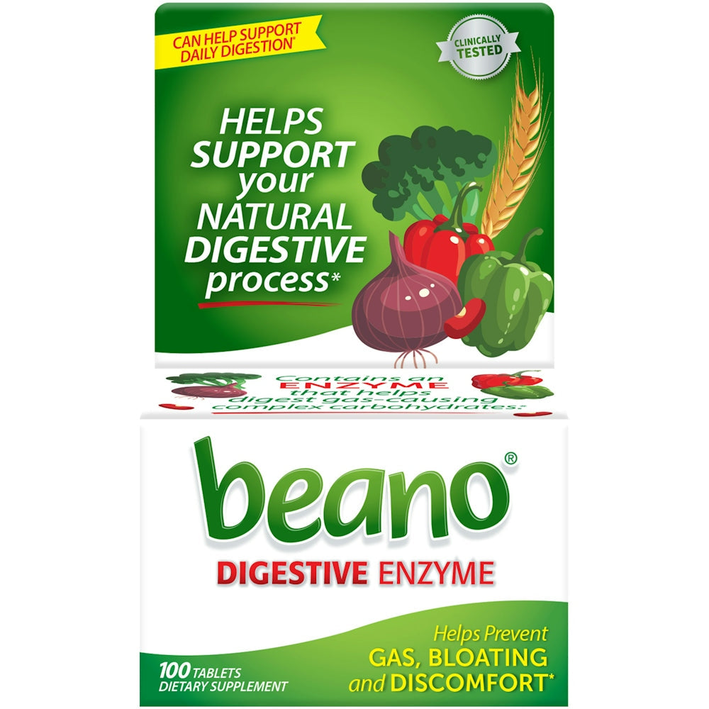 Beano Ultra Gas Prevention Tablets by Pasteur Pharmacy, natural enzyme digestive aid in a 100-count bottle.