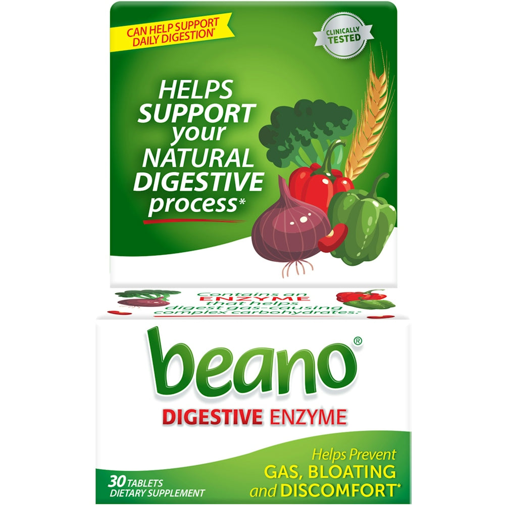 Beano Ultra Gas Prevention Tablets by Pasteur Pharmacy, natural enzyme formula, 30 count, dietary supplement for digestion.