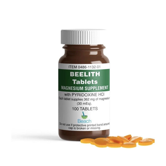 Beelith Beach Pharma vitamins and supplements with magnesium and pyridoxine Hcl, 100 tablets, from Pasteur Pharmacy.