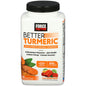 Bottle of Better Turmeric CW 60 Fruit Splash vitamins and supplements by Pasteur Pharmacy, with vibrant fruit imagery.