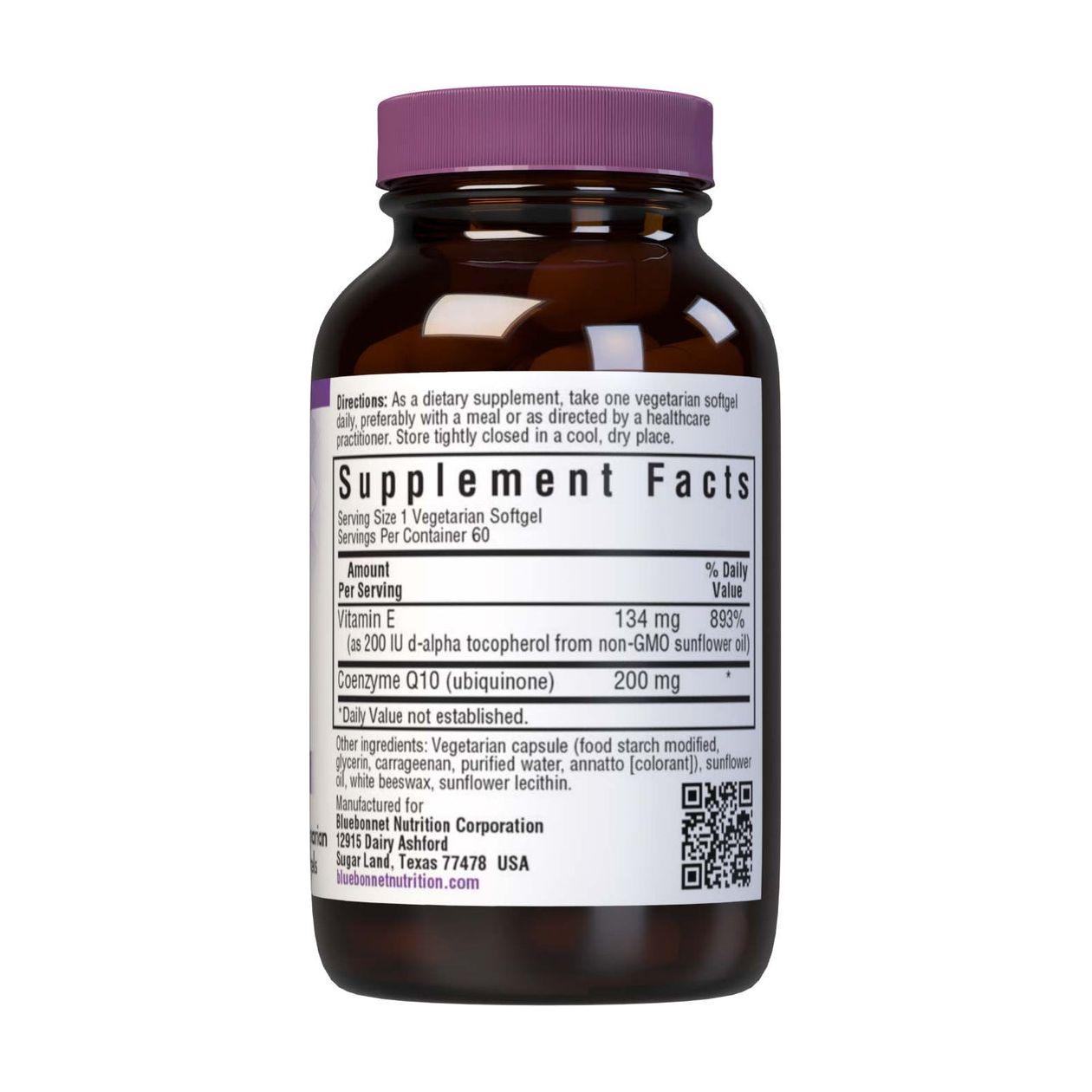BlueBonnet CoQ-10 200 mg vegetarian softgels in bottle, dietary supplement for energy and antioxidant support