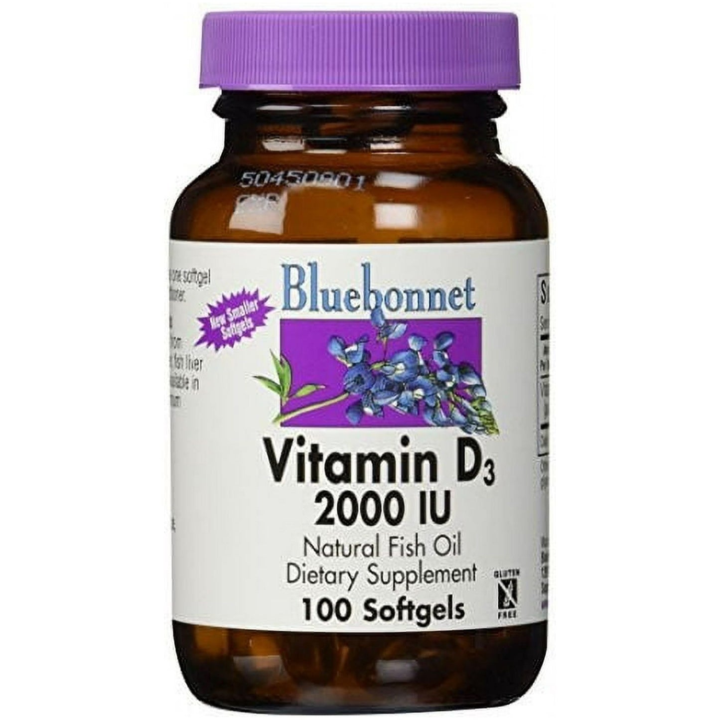 Bluebonnet Vitamin D3 2000 IU natural fish oil softgels in a bottle, part of Pasteur Pharmacy's vitamins and supplements collection.