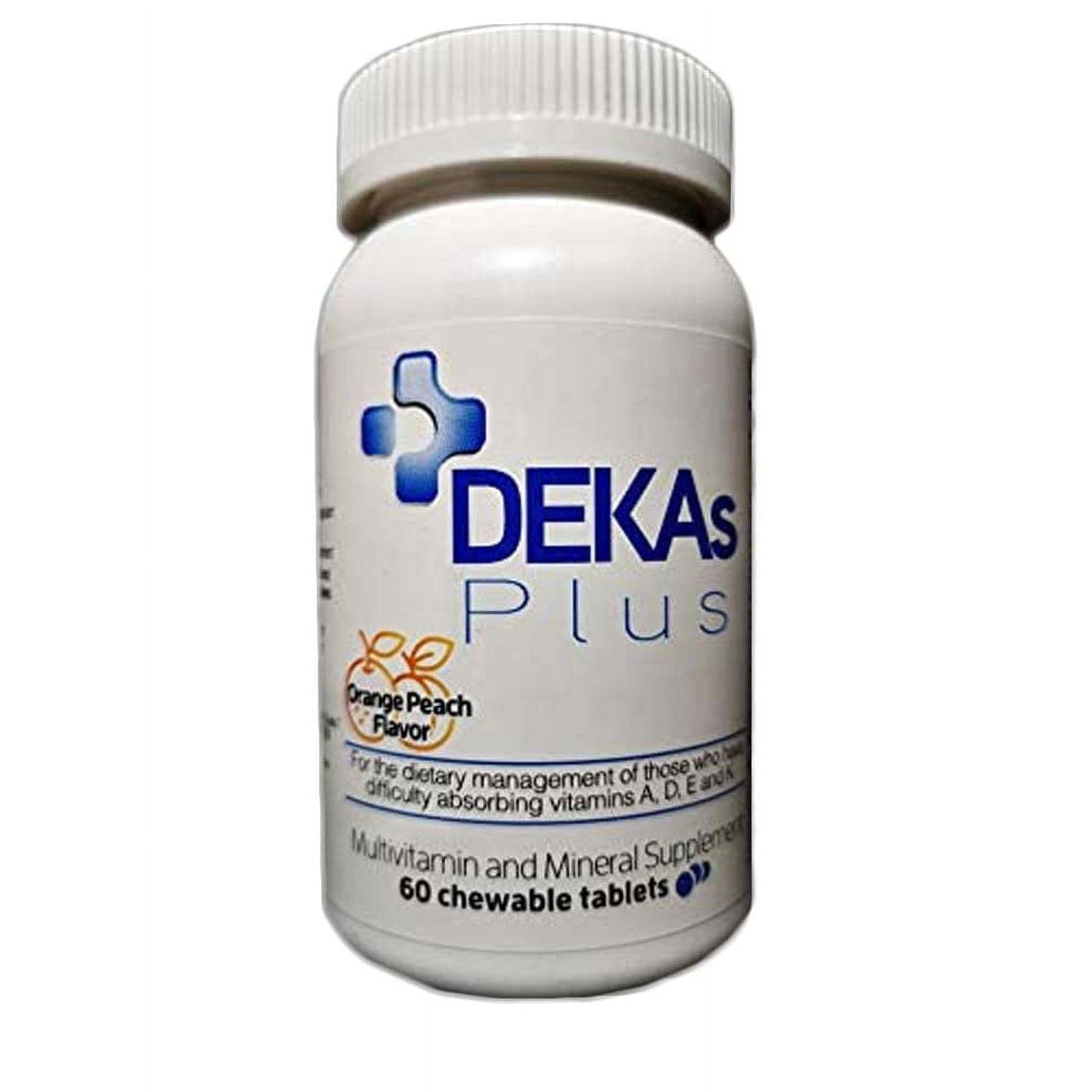 Callion Pharma Dekas Plus chewable tablets, vitamin and supplement bottles, 60-count, natural supplement for health support.