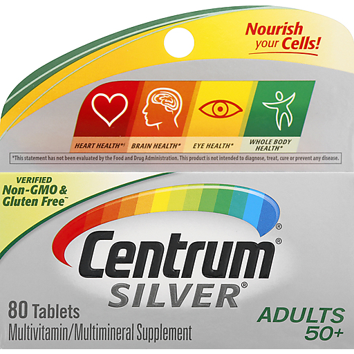 Centrum Silver Adult 50+ multivitamin and multimineral tablets from Pasteur Pharmacy, designed for supporting senior health.
