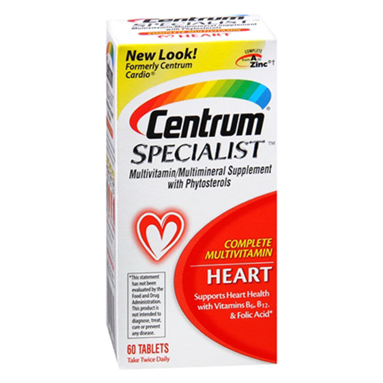 Centrum Specialist Tablets High Potency Heart Multivitamins, vitamin and supplement bottle with tablets for heart health and overall wellness