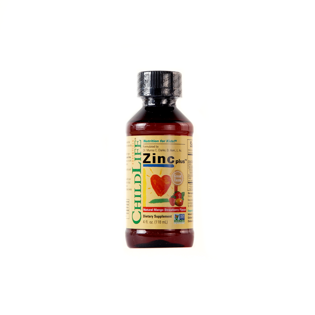 ChildLife Essentials zinc liquid supplement in a 118ml bottle, suitable for children, from Pasteur Pharmacy vitamins and supplements.