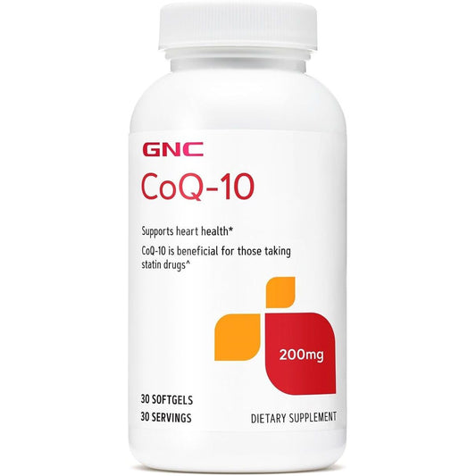 Bottle of Pasteur Pharmacy Coenzyme Q-10 200 mg supplements in a clear container with a white label.