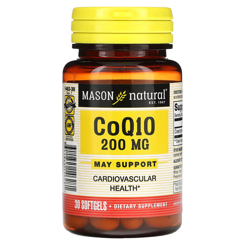 Coenzyme Q10 GC 200mg supplement bottle from Pasteur Pharmacy, vitamins and supplements for energy support and antioxidant benefits
