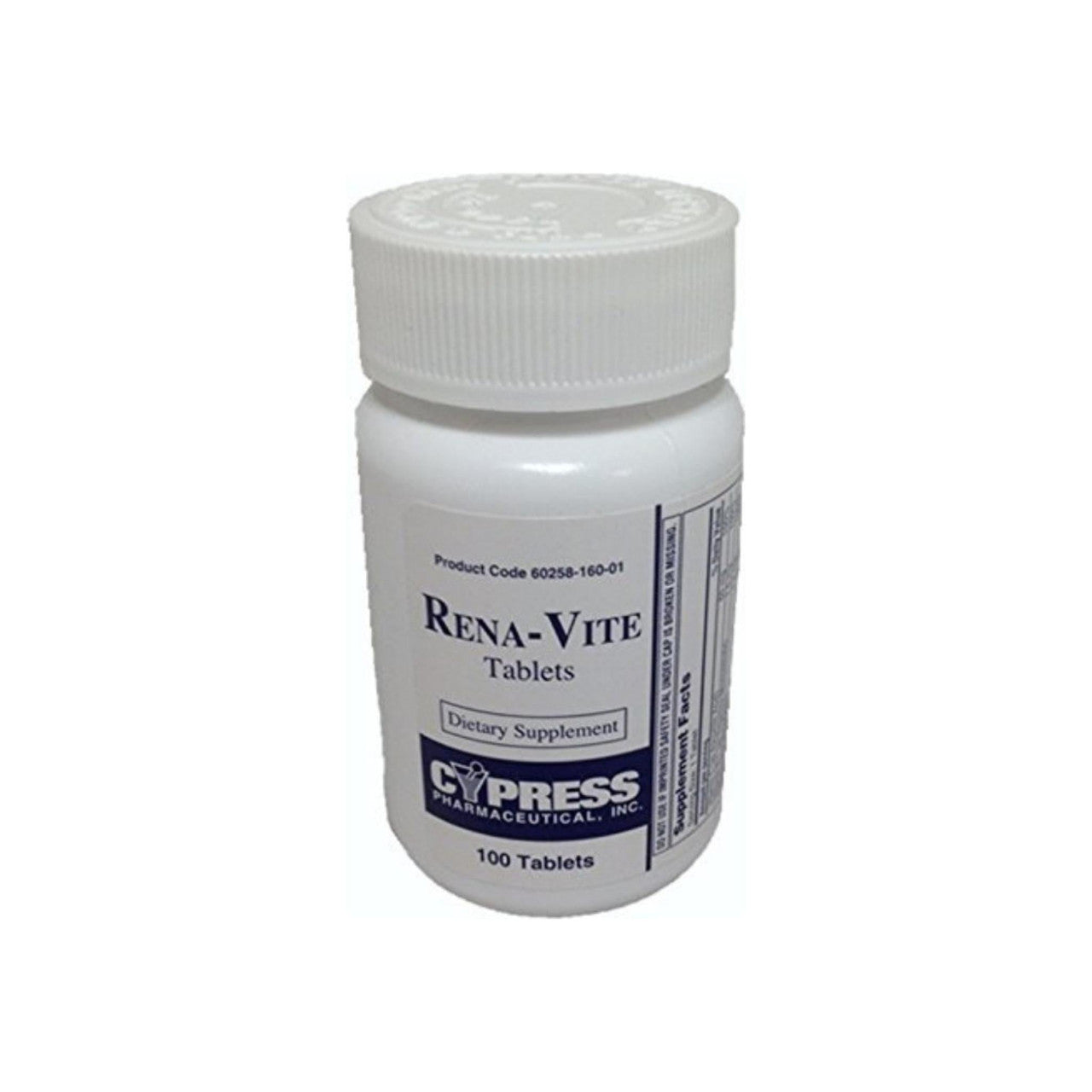 Cypress Pharmaceutical Rena-Vite tablets in a 100-count bottle, dietary vitamins and supplements for daily nutritional support
