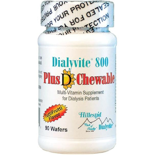 Dailyvite 800 Plus D chewable vitamins and supplements in a colorful bottle, designed for daily immune support and overall health.