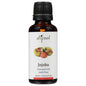 Difeel 100% pure jojoba oil in a 1-ounce bottle, natural vitamin and supplement product for skin and hair care.