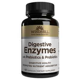 Digestive enzyme supplement bottle from Pasteur Pharmacy, dietary vitamins and supplements to support digestion.
