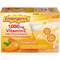 Emergen-C Tangerine flavor dietary supplement fizzy drink mix packets with 1000mg vitamin C, caffeine-free, 30-count pack.