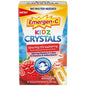 Emergen-C Kids immune support supplement crystals in sparkly strawberry flavor, displayed in a clear container.