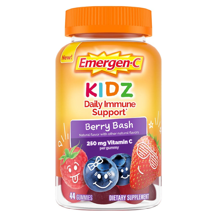 Emergen-C Kidz Berry Bash immune support gummies in a bottle, vitamin and supplement for kids, 44 count.