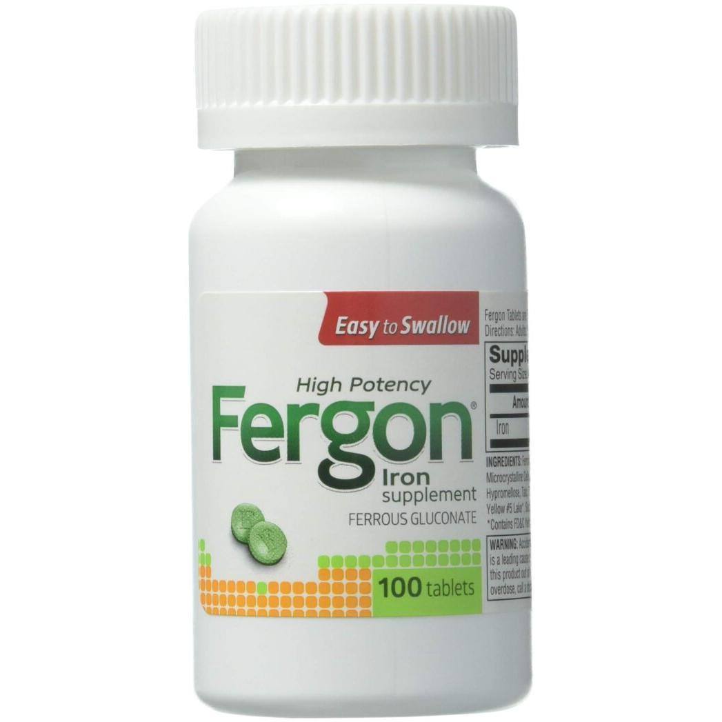 Fergon High Potency Iron Supplement Tablets from Pasteur Pharmacy, dietary vitamins and supplements for iron deficiency.